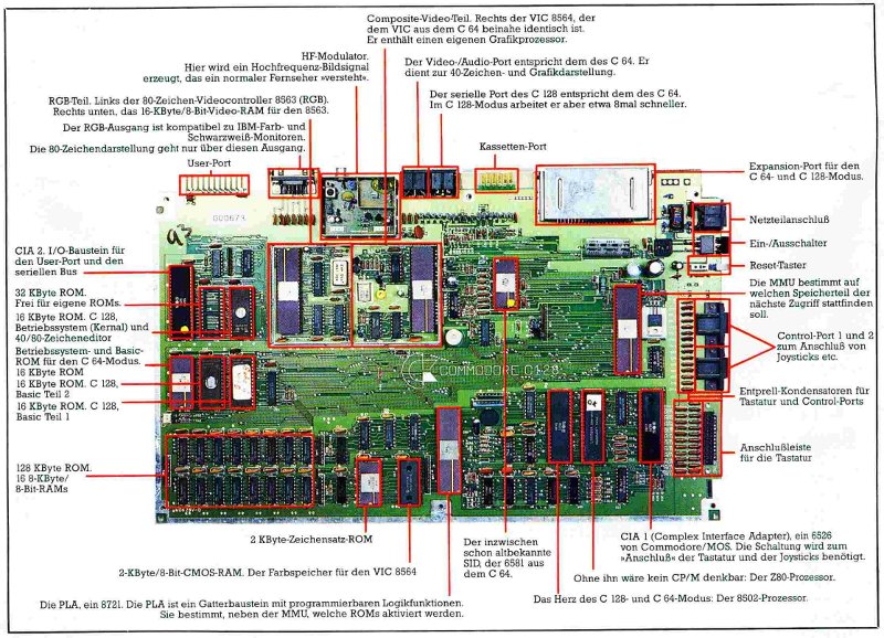 Die Platine des C128