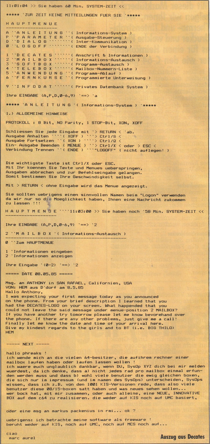 Mailbox-Protokoll Decates